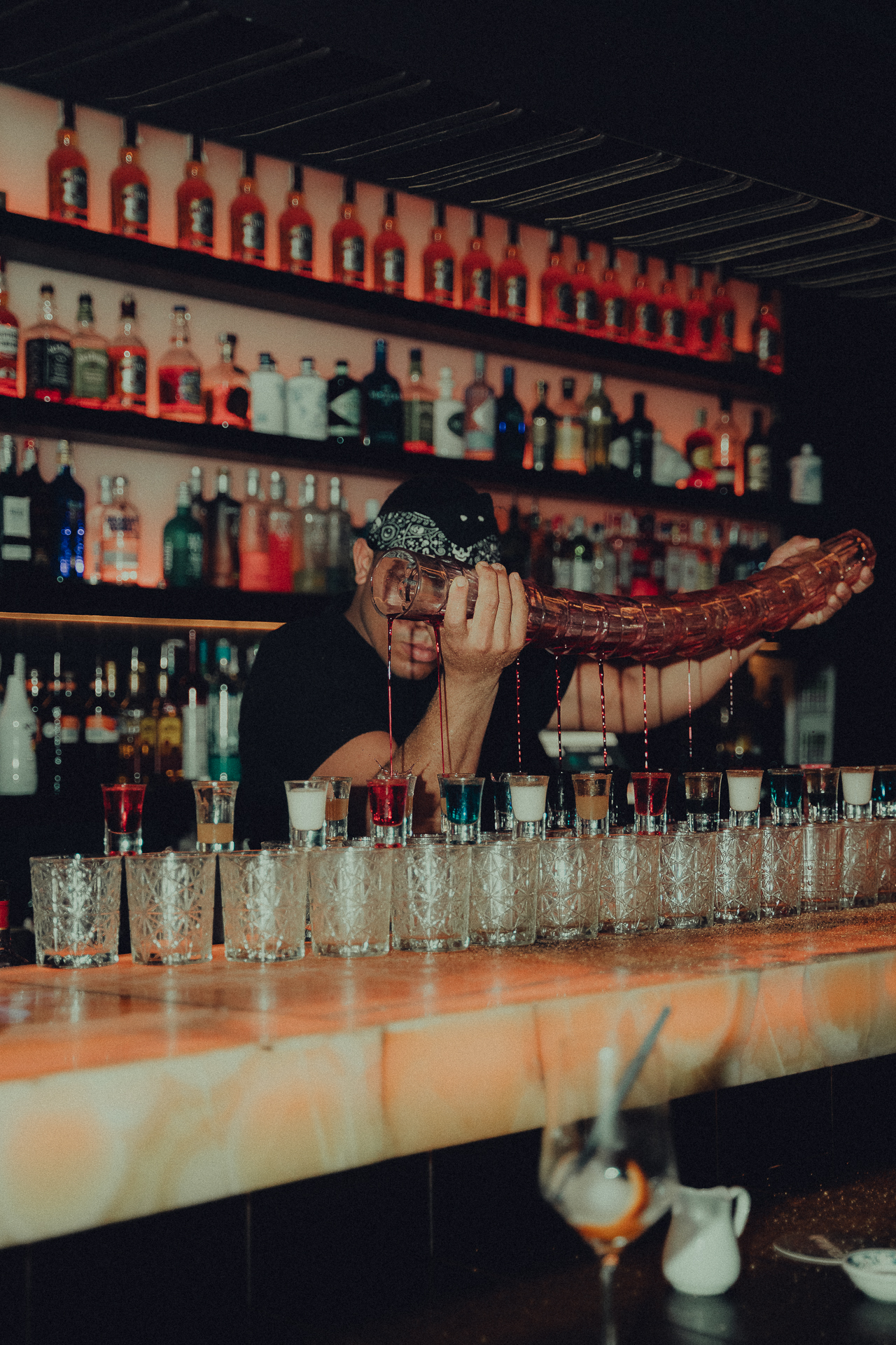 Bartender crafting cocktails